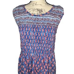 Expressions Catalog Woman’s Smocked Maxi Dress Floral Paisley Print Size L